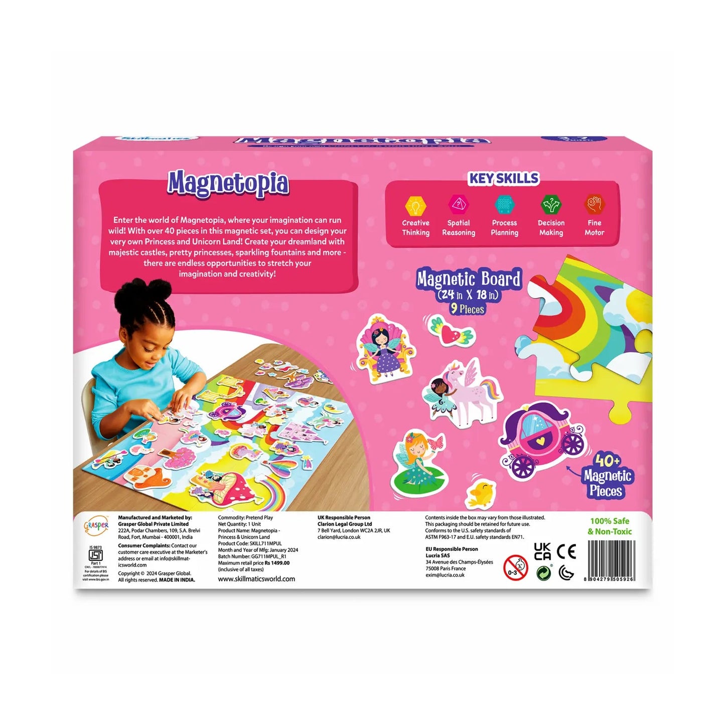 Skillmatics Magnetopia - Design Your Princess & Unicorn Land, Interactive Pretend Play Set with 40+ Magnetic Pieces, Gifts