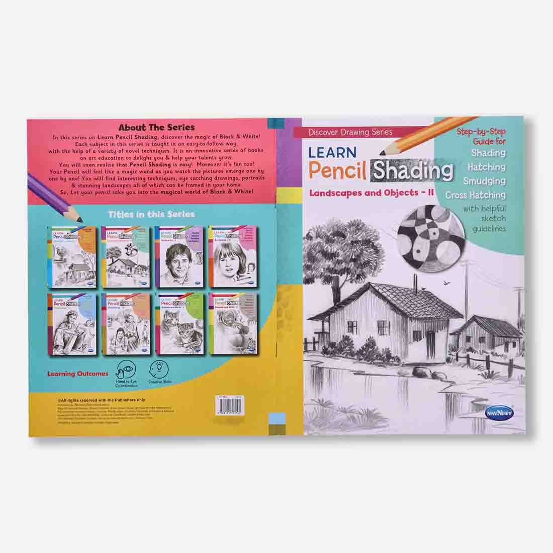 Navneet Learn Pencil Shading Landscape and Objects 1 and 2 – For Elementary Art Prep – How to draw Landscapes - Pack of 2 Books
