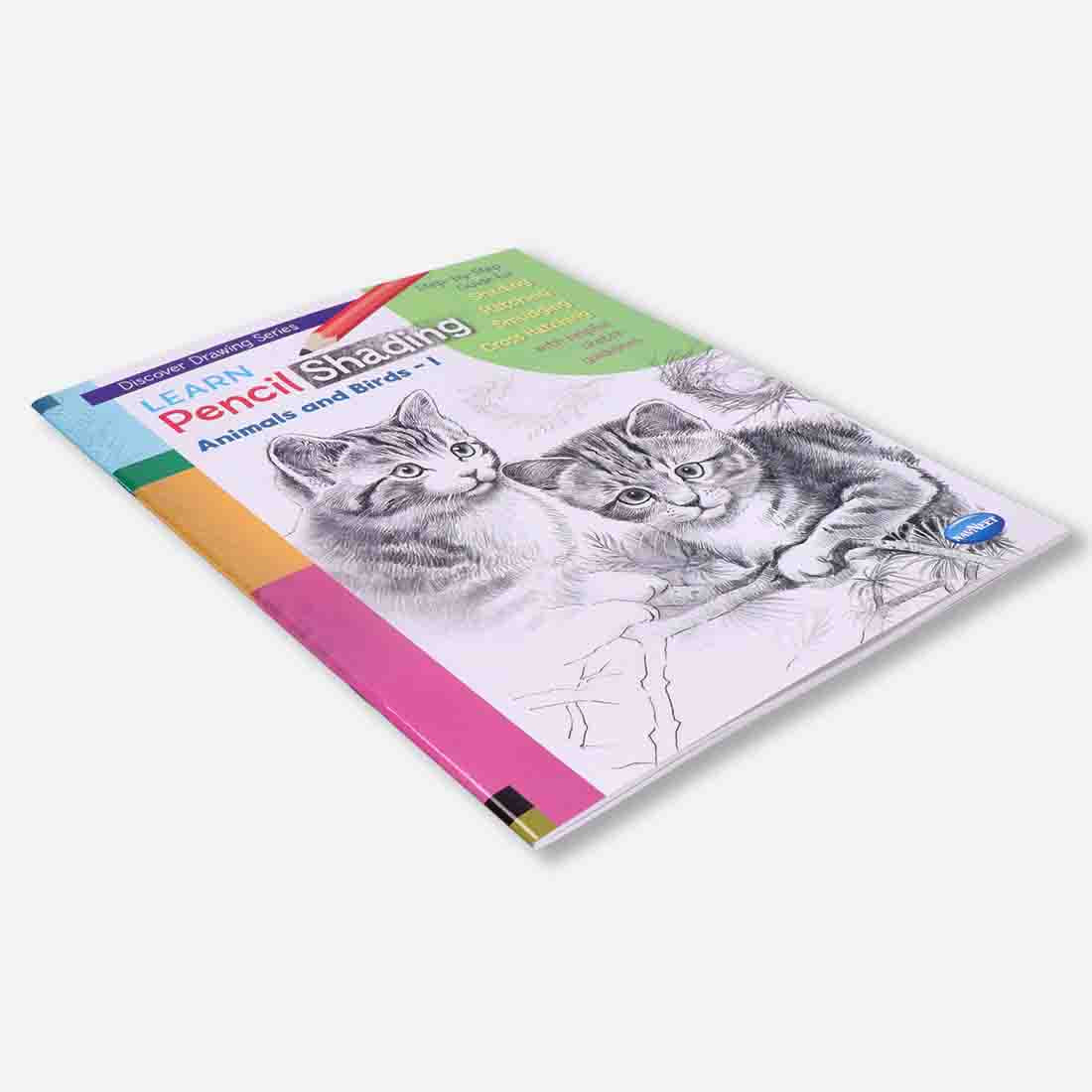 Navneet Learn Pencil Shading Animals & Birds 1 and 2 – For Elementary Art Prep – How to draw Animals and Birds - Pack of 2 Books