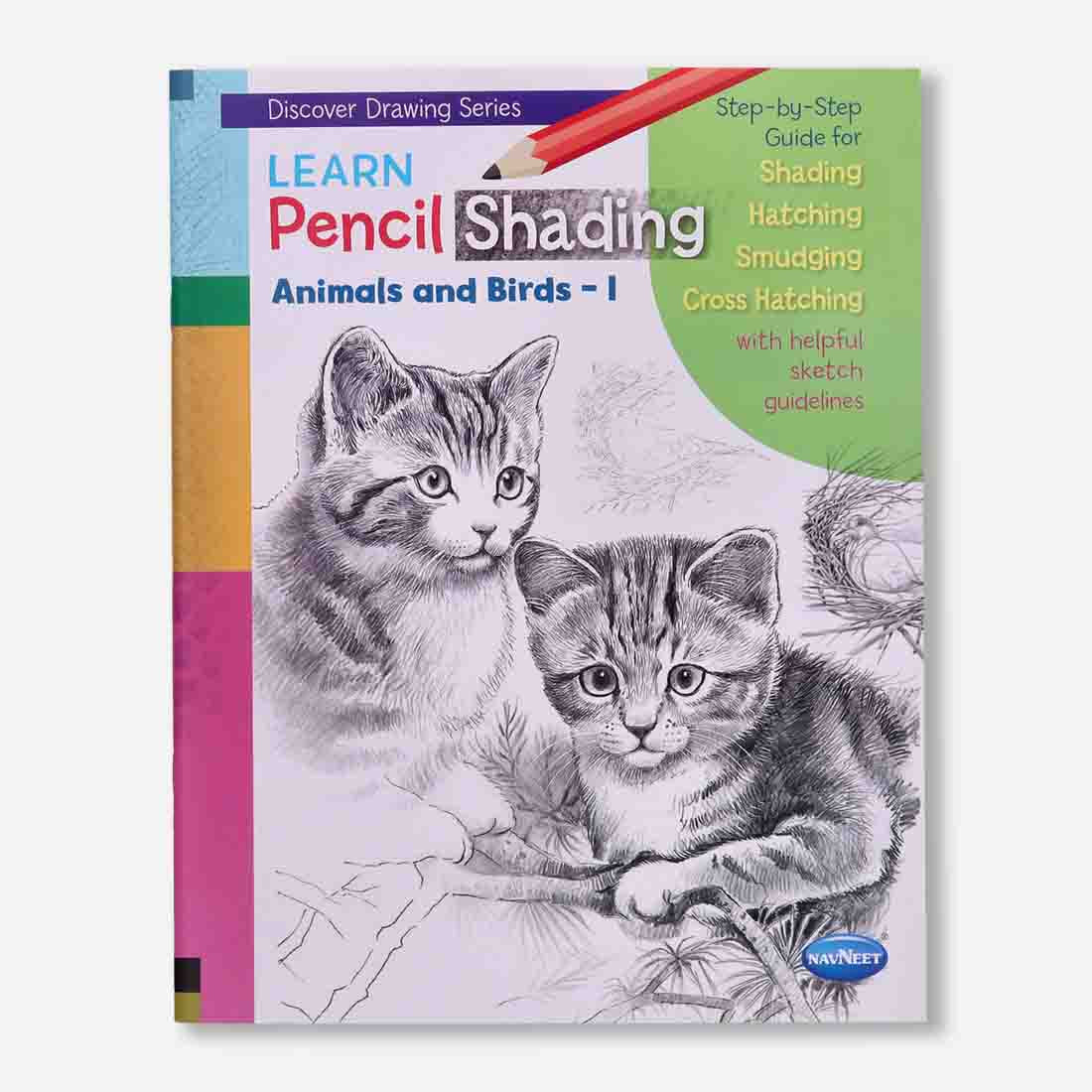 Navneet Learn Pencil Shading Animals & Birds 1 and 2 – For Elementary Art Prep – How to draw Animals and Birds - Pack of 2 Books