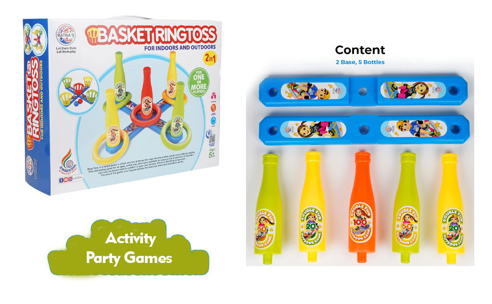 Ratna's 2 in 1 Basket & Bottle Ring toss Party Game for Kids and Adults