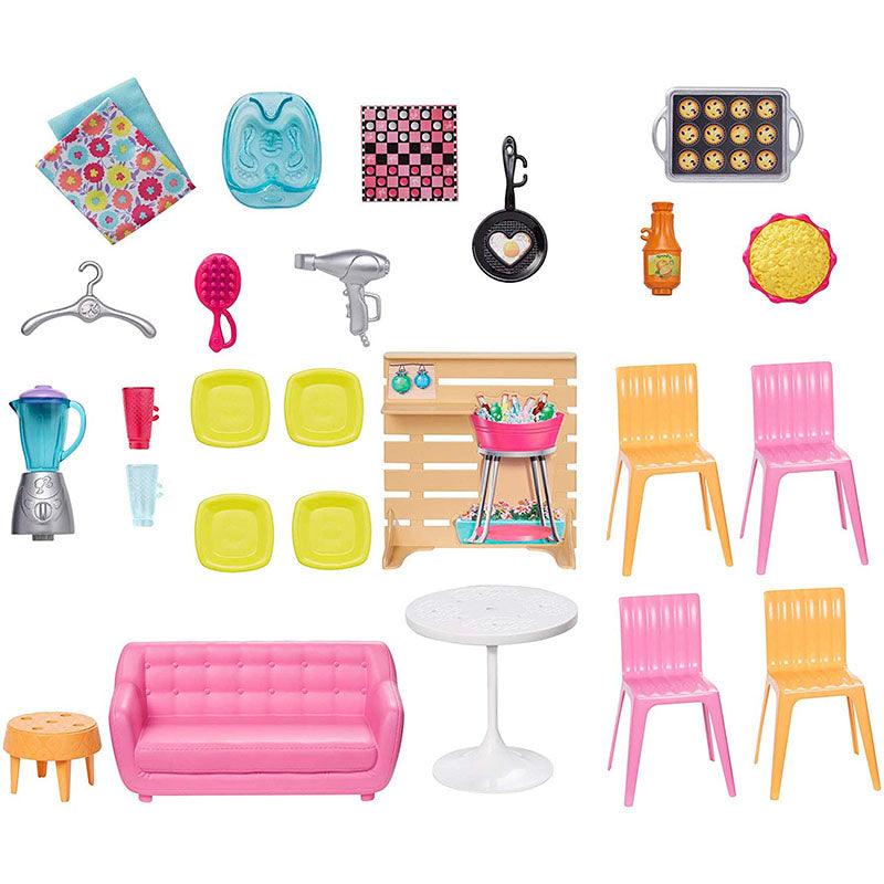Barbie Malibu House 2-Story, 6-Room Dollhouse with Transformation Features, Plus 25+ Pieces Including Furniture, Patio Fence and Accessories