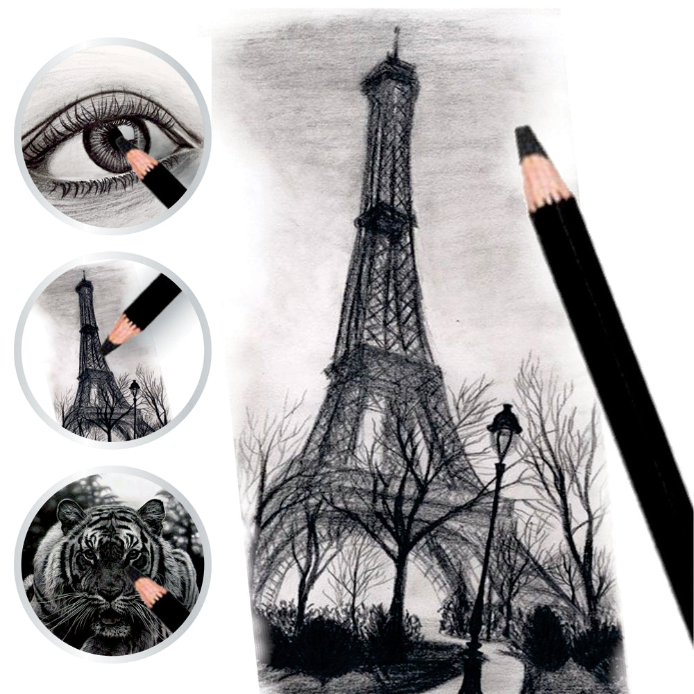 Artline Love Art Charcoal Pencils Soft Medium Hard Set Of 3