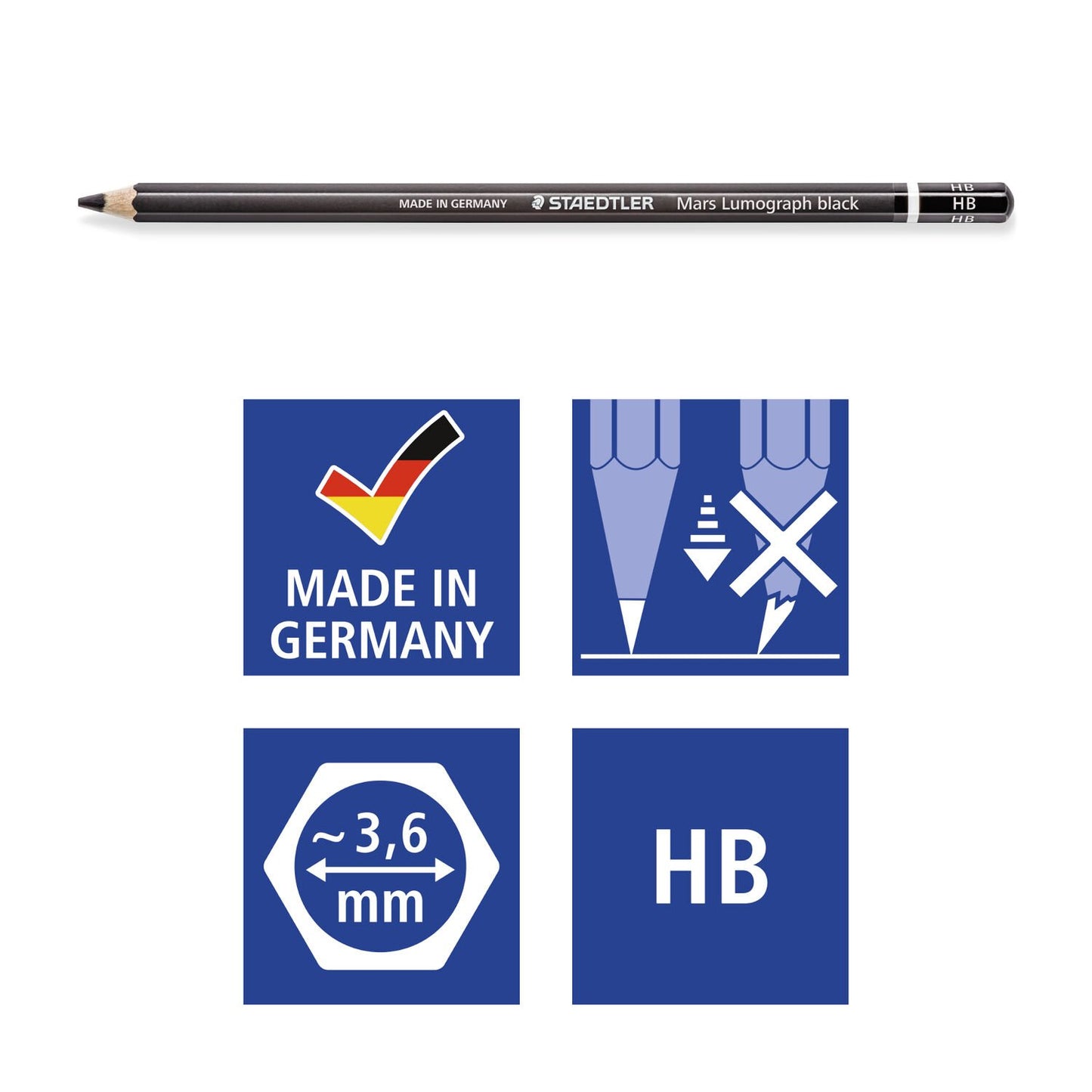 Staedtler Mars Lumograph Black Artists Pencils Set Of 6