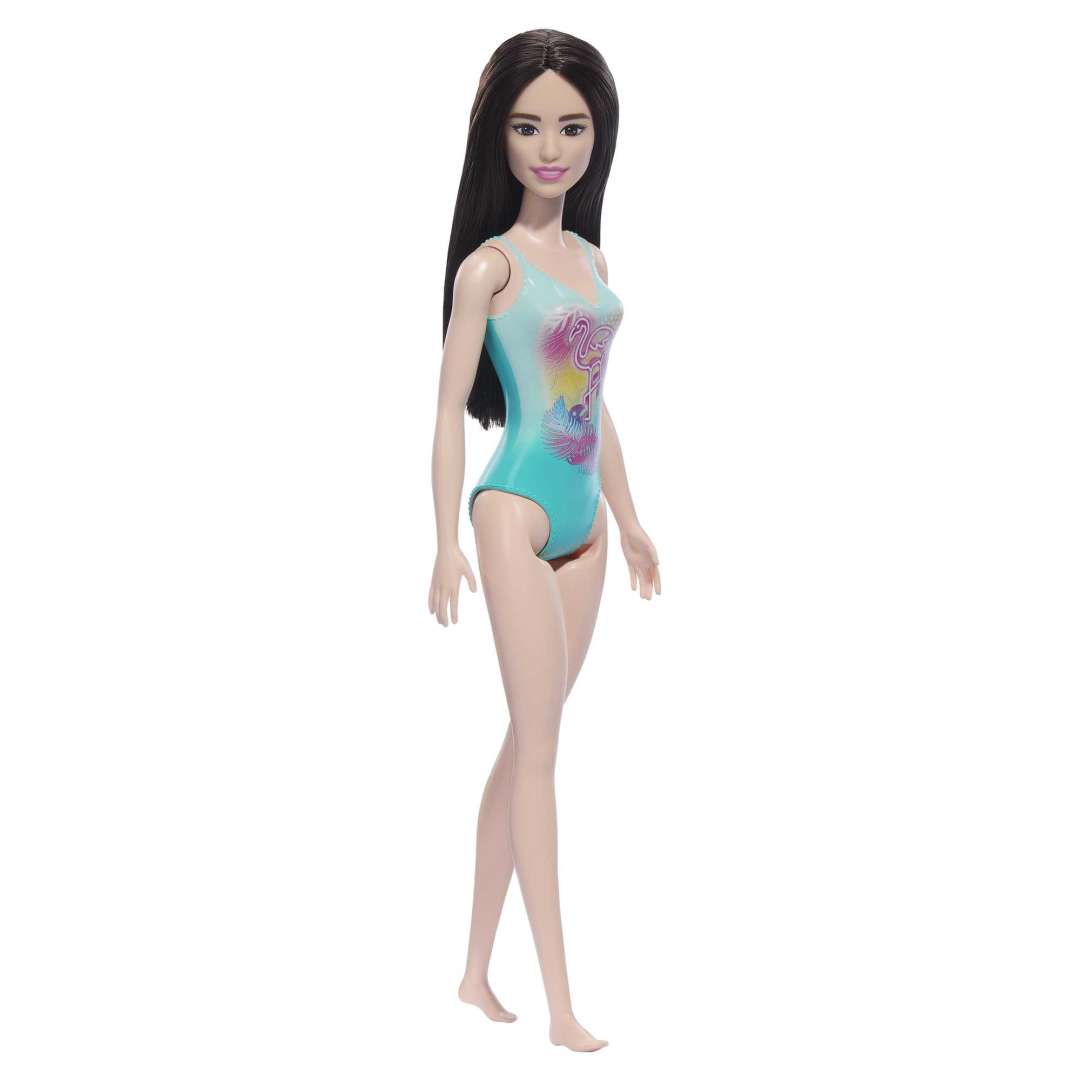 Barbie Beach Barbie Doll With Black Hair Wearing Tropical Blue Swimsuit