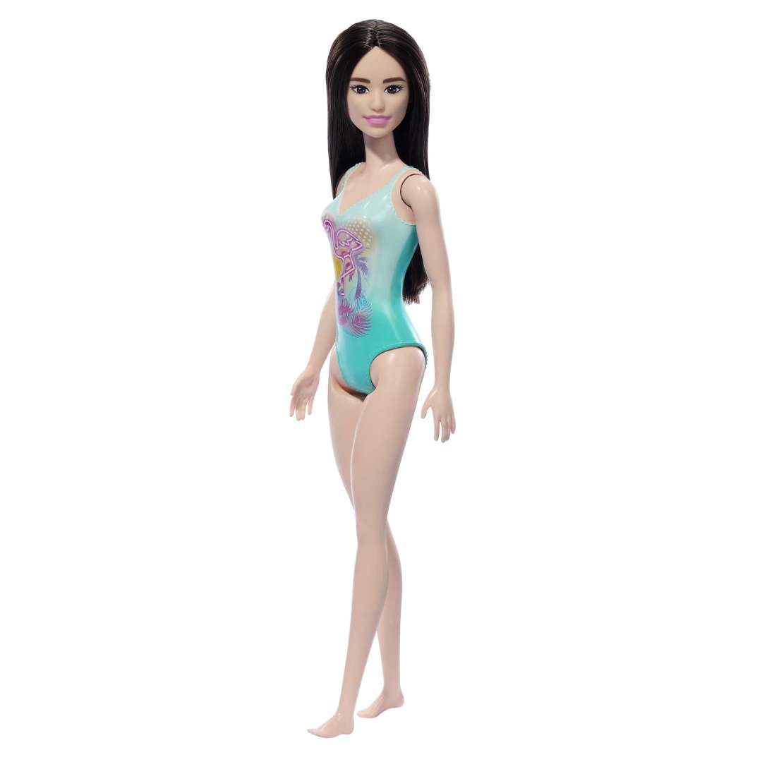 Barbie Beach Barbie Doll With Black Hair Wearing Tropical Blue Swimsuit