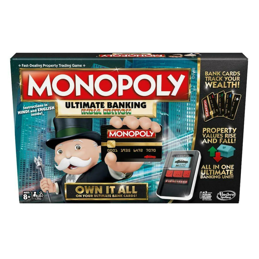 Hasbro Monopoly Ultimate Banking India Edition Board Game, Includes Electronic Banking Unit, Fun Board Game for Families and Kids Ages 8+