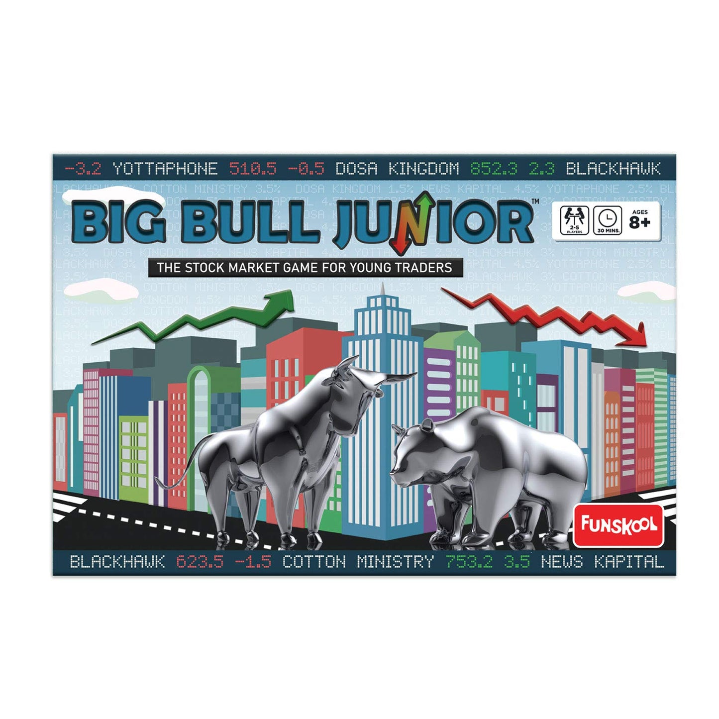 Funskool Games Stock Market and Trade Strategy for Young Traders, Kids and Family Big Bull Junior Board Game