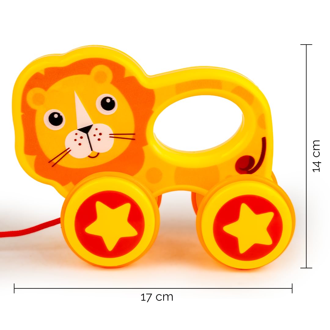 Ratna's Jazz Gift Set, 2-in-1 Baby Toys with Pull Along Lion and Rattling Ball, New Born Toys for 6 Month+ Old Baby