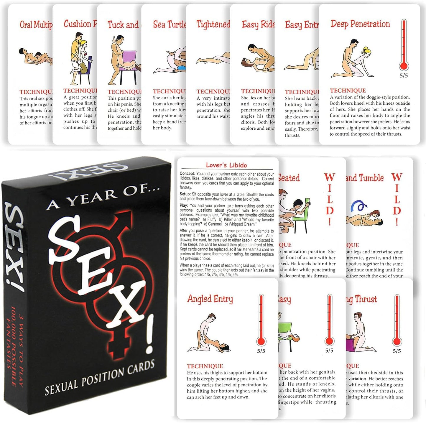 A Year of Sex! Sexual Position Card Game Foreplay Fun Sex Games Kama Sutra