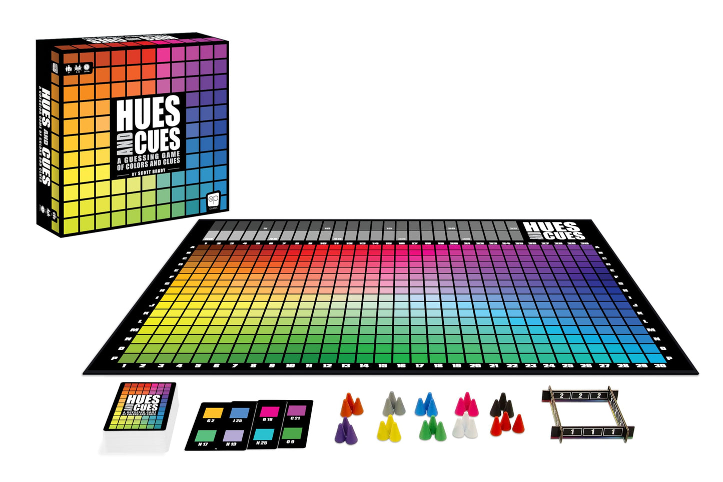 Hues and Cues - Vibrant Color Guessing Board Game for 3-10 Players Ages 8+ Connect Clues and Guess from 480 Color Squares