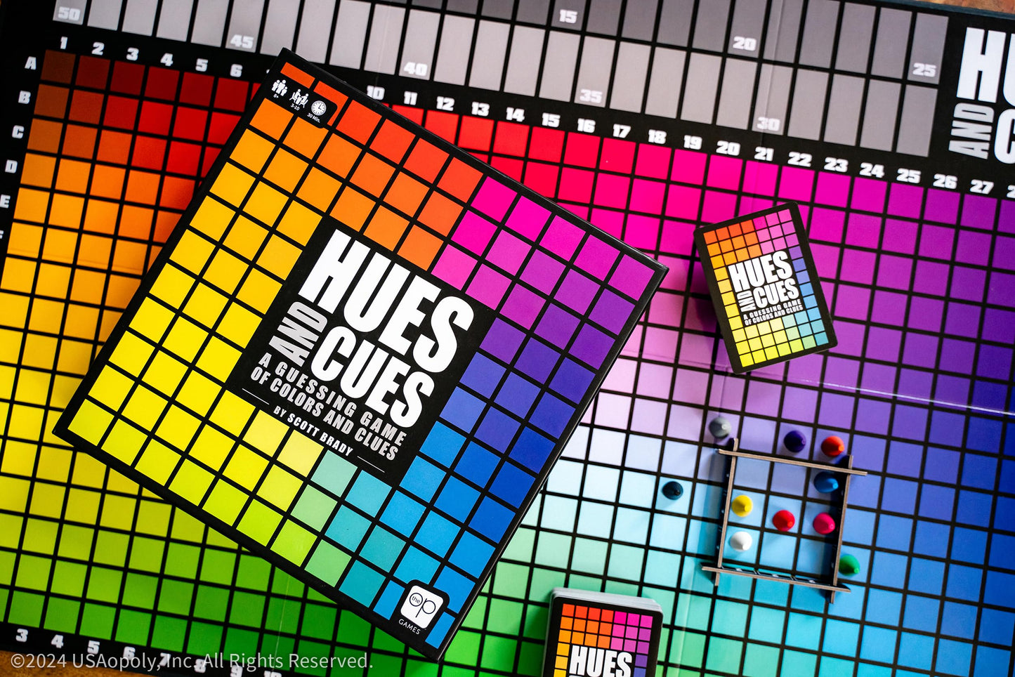 Hues and Cues - Vibrant Color Guessing Board Game for 3-10 Players Ages 8+ Connect Clues and Guess from 480 Color Squares