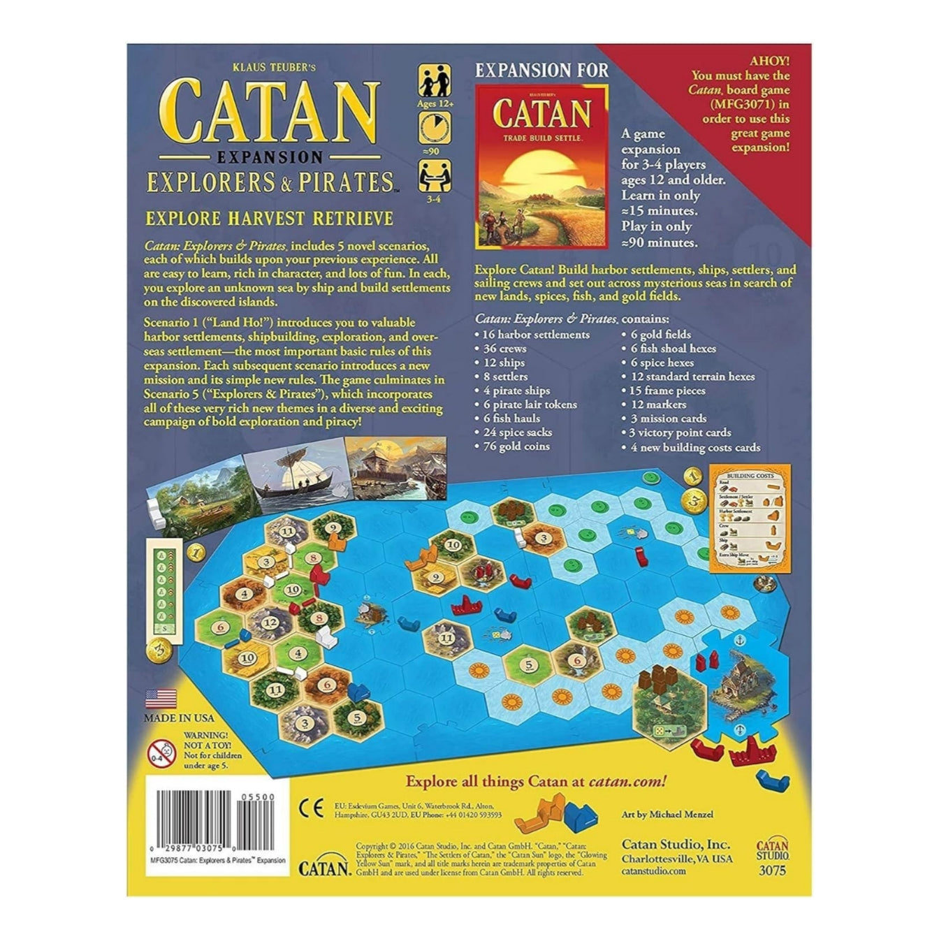 Catan Explorers & Pirates Board Game Expansion - Set Sail on Epic Adventures! Strategy Game Family Game for Ages 12+ 3-4 Players
