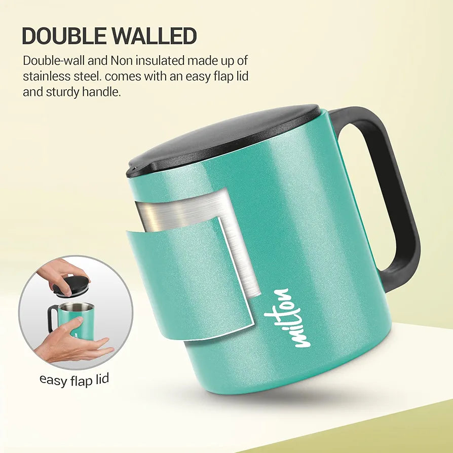 Milton Auriga Double Walled Stainless Steel Mug with Lid 210 ml Aqua Green
