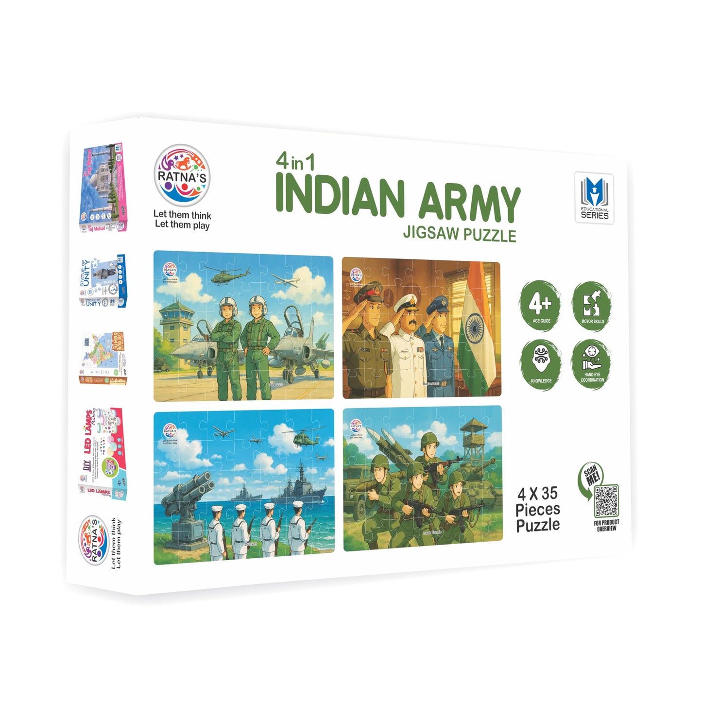 Ratna's 4 in 1 Indian Army Jigsaw Puzzle Set of 4 x 35 Pc's