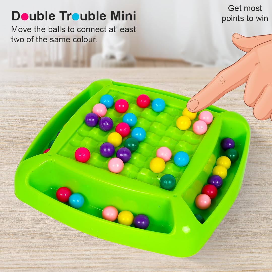 Ratna's Double Trouble Mini Rainbow Ball Game, 48 Colourful Balls, 6 Colours, Ages 5+, Board Game, Travel & Pocket Game for 2-4 Players