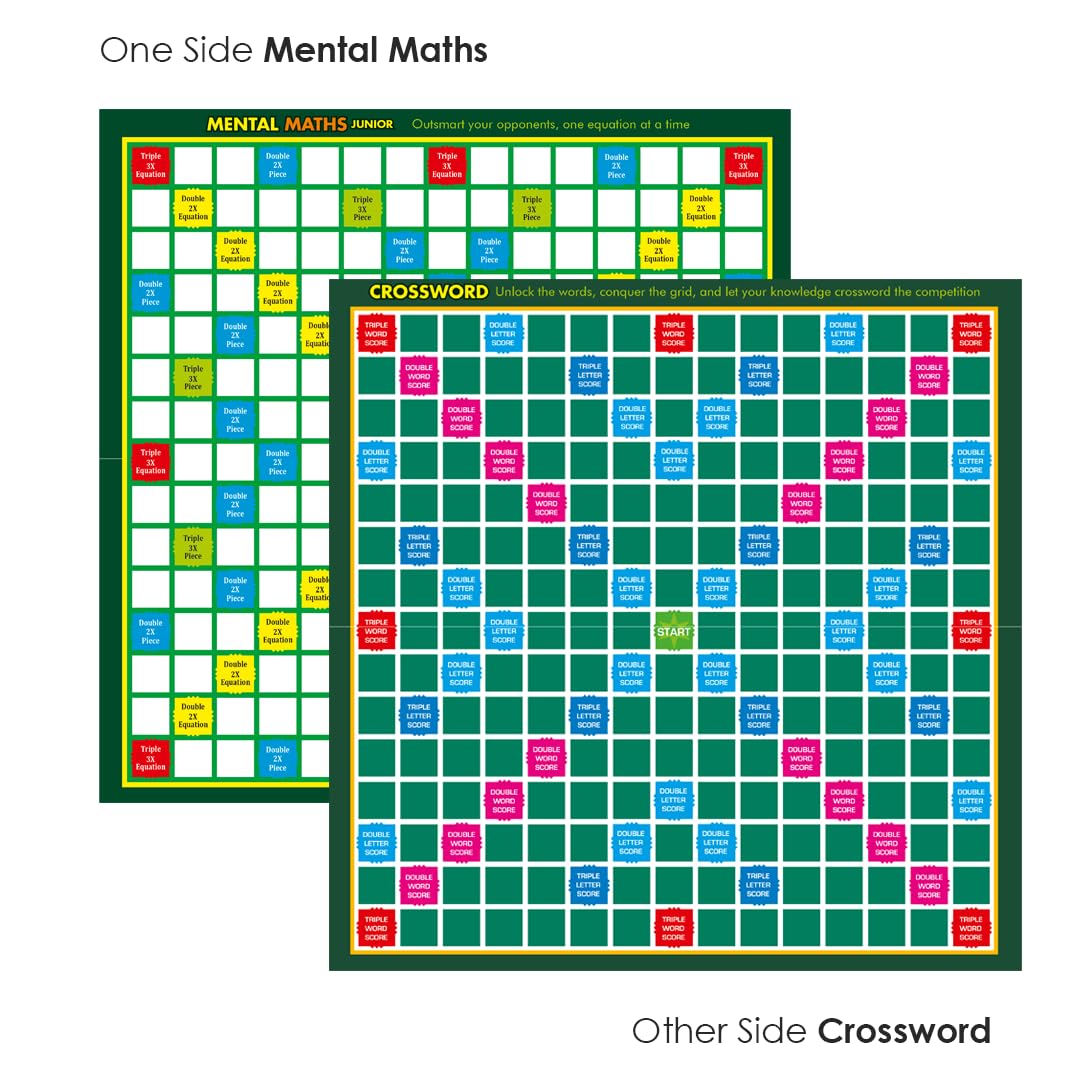 Ratna's Brilliant 2-in-1 Junior Board Game Set, Crossword and Mental Maths, Educational & Learning Word, Letters, Numbers Game for All Ages