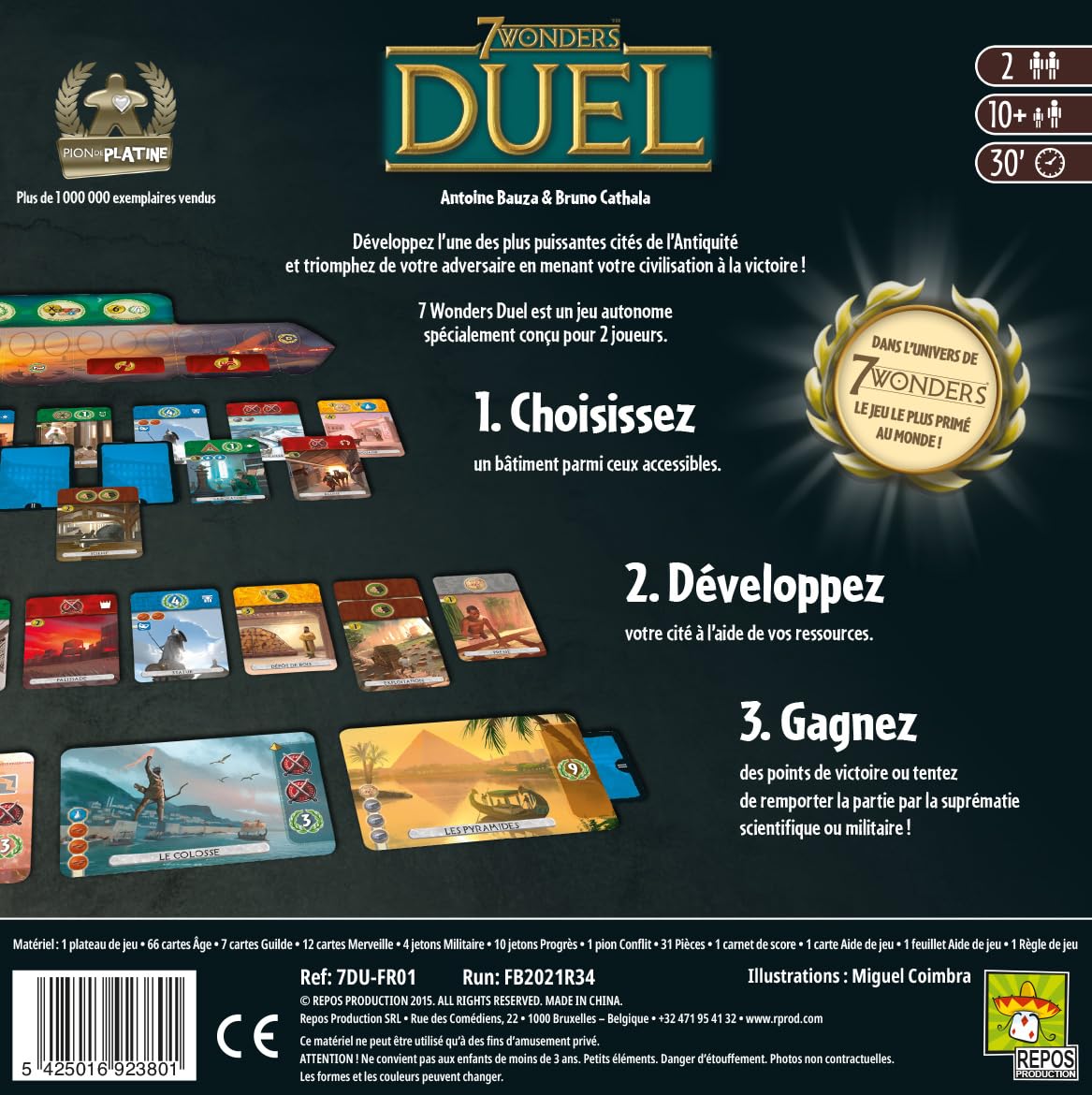 7 Wonders Duel Base Board Game - Intense 2 Player Battles in the Ancient World!