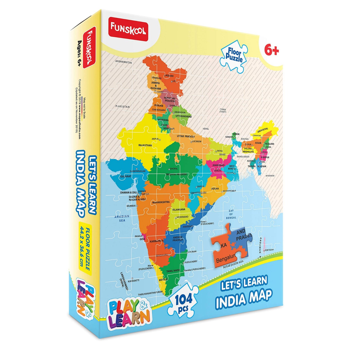 Play & Learn Funskool India Map Jigsaw Puzzle Game for Kids 104 Pieces
