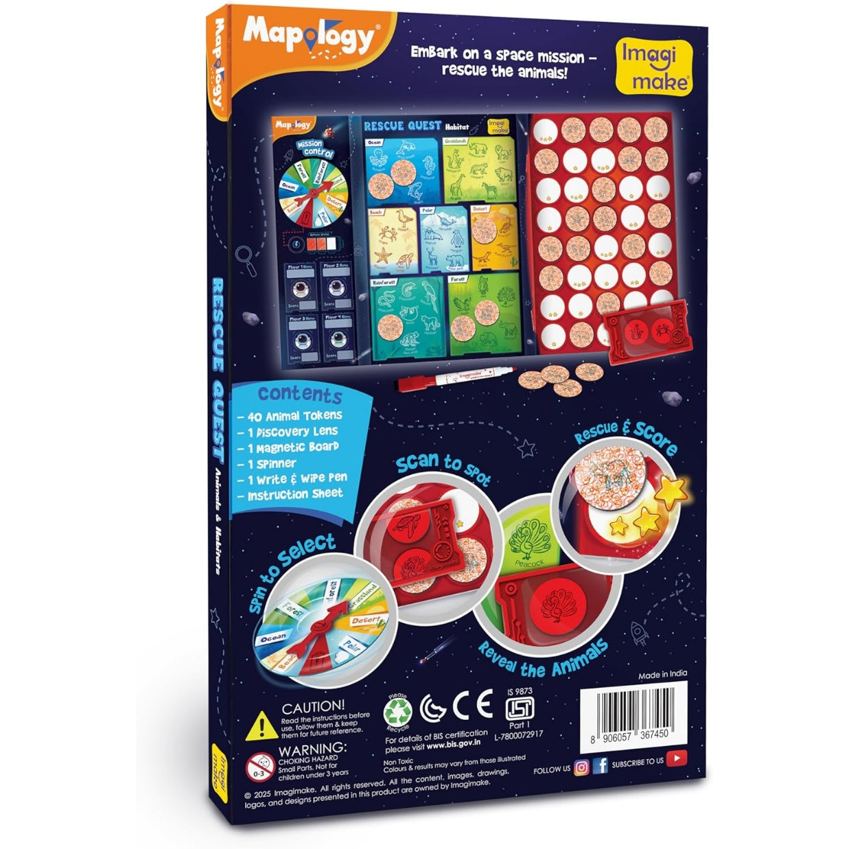 Imagimake Rescue Quest–Animals & Habitats Spin, Discover & Rescue Animals Educational Toys
