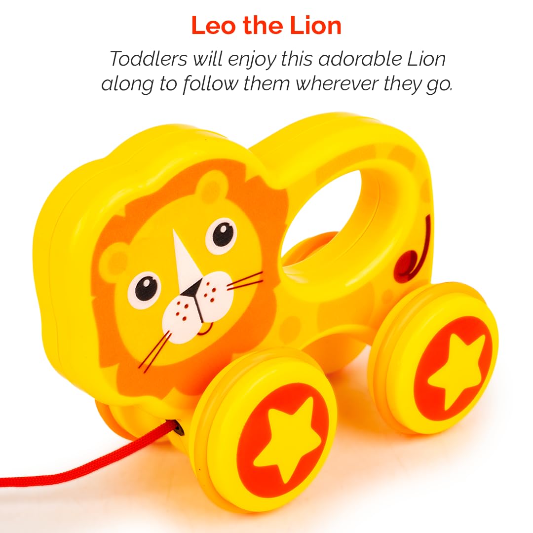 Ratna's Jazz Gift Set, 2-in-1 Baby Toys with Pull Along Lion and Rattling Ball, New Born Toys for 6 Month+ Old Baby