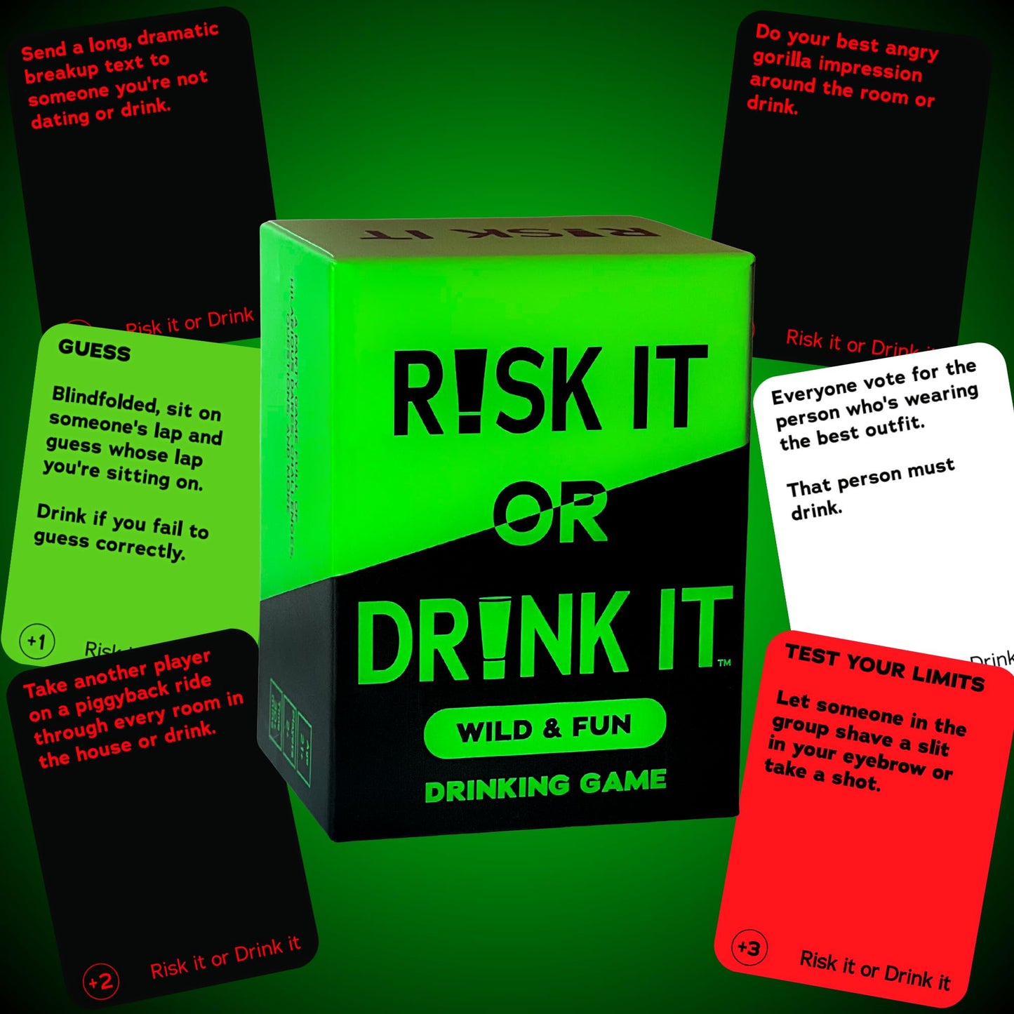 RISK IT OR DRINK IT Wild & Fun Drinking Game for Parties: 150 Hilarious Dares & Risky Questions for Adults Games Nights