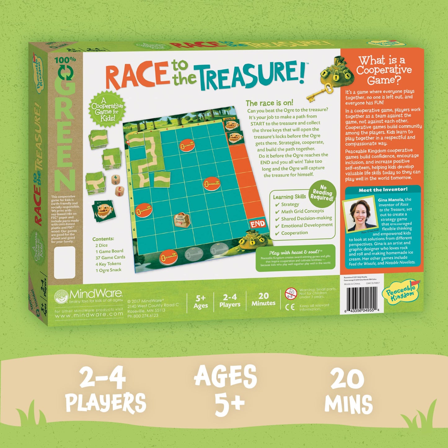 Peaceable Kingdom Race to the Treasure! Cooperative Path Building Game