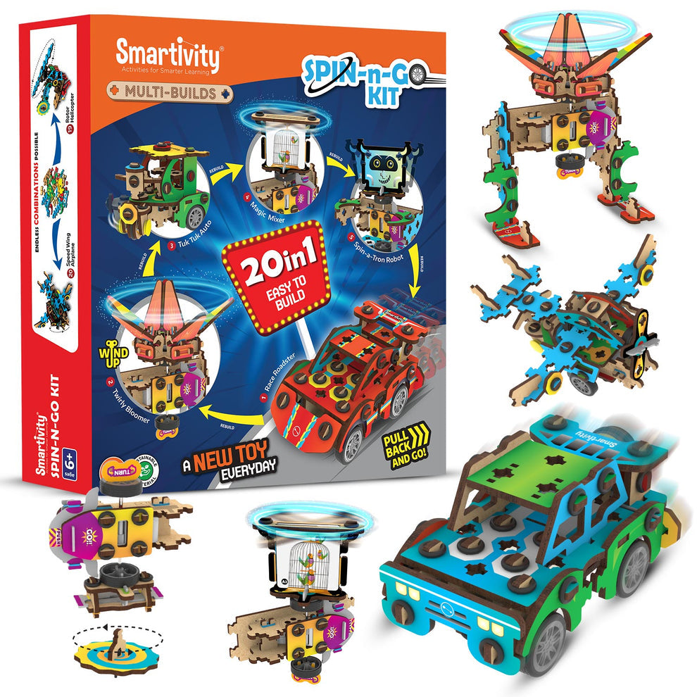 Smartivity Multi-Builds Spin-n-Go Kit 6-10 years DIY STEM Construction Toy