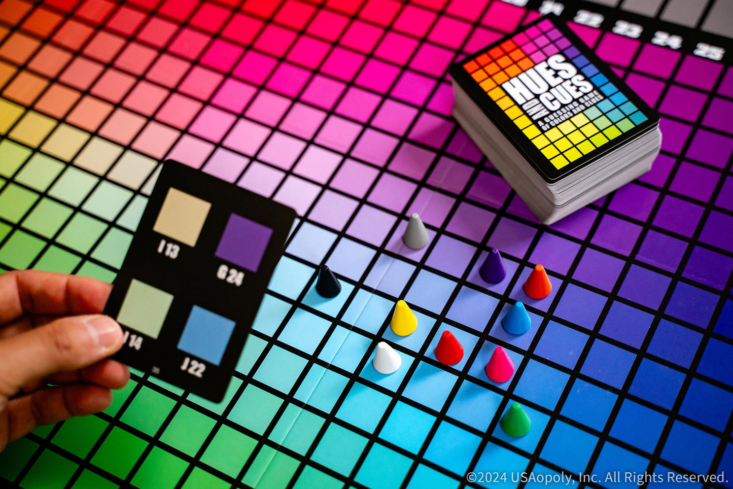 Hues and Cues - Vibrant Color Guessing Board Game for 3-10 Players Ages 8+ Connect Clues and Guess from 480 Color Squares