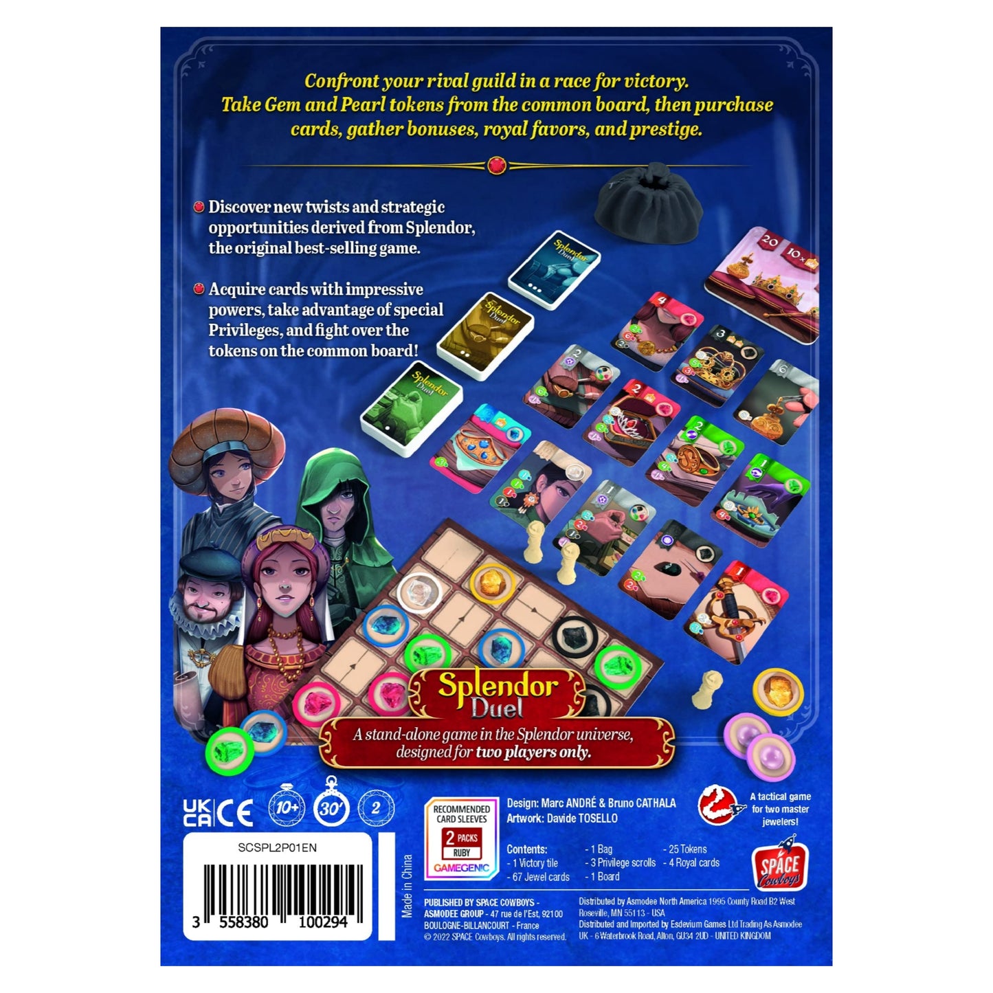 Space Cowboys Splendor Duel Board Game Two Player Strategy Game for Intense Gem Collecting Battles
