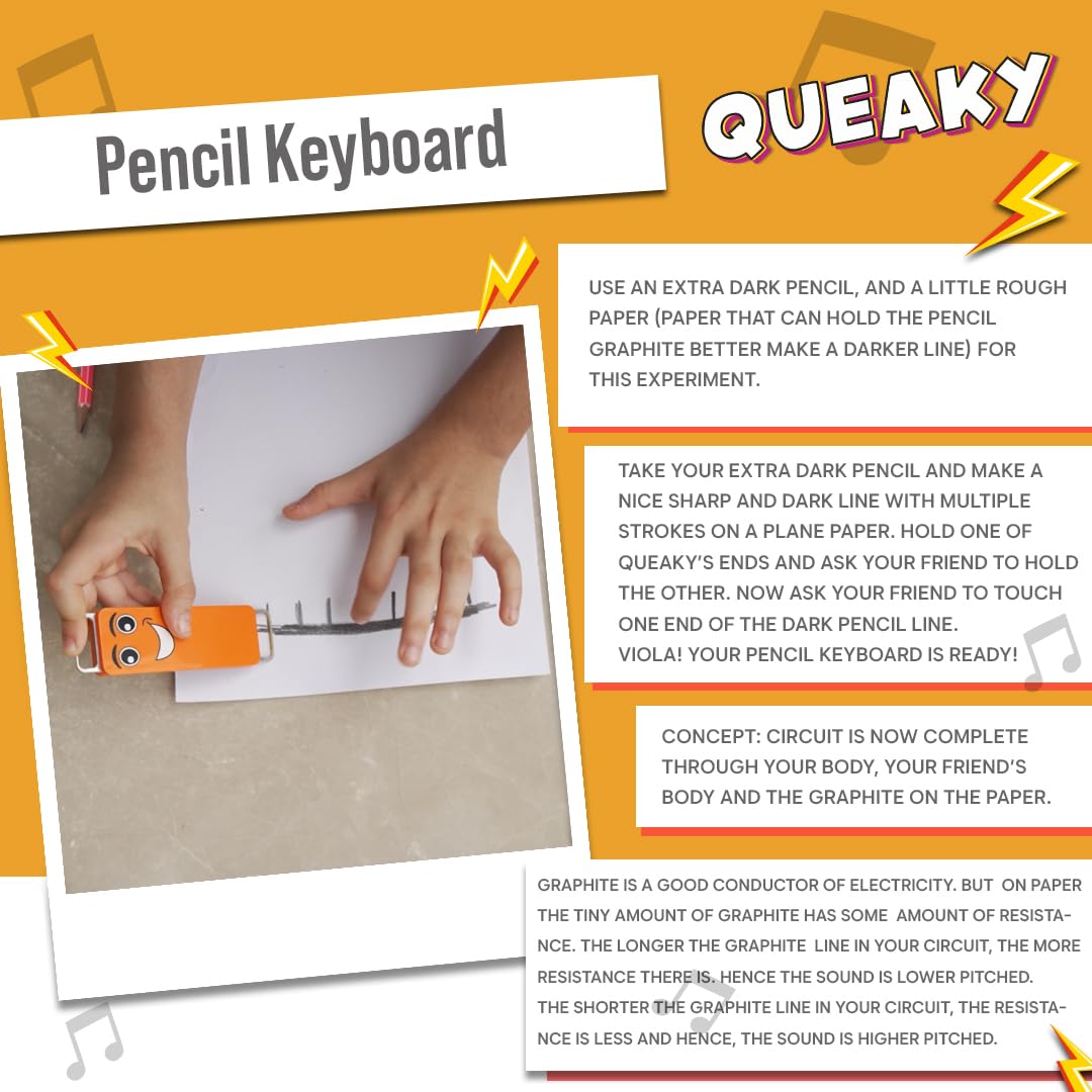 Blix Queaky- STEM Toy, Experimental Toy, Queaky is not just Musical and Sound Toy, Learn Through Play (Yellow)