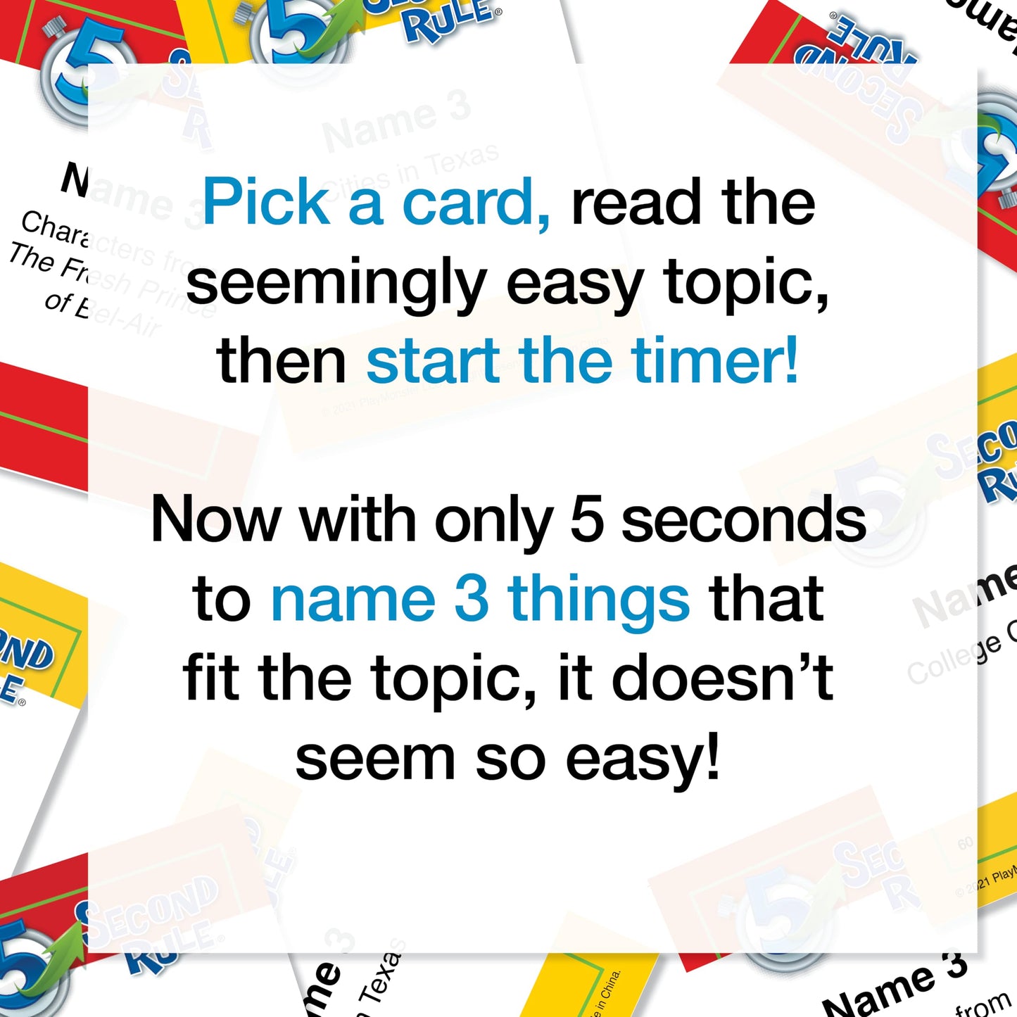5 Second Rule Game - Simple Questions Card Game