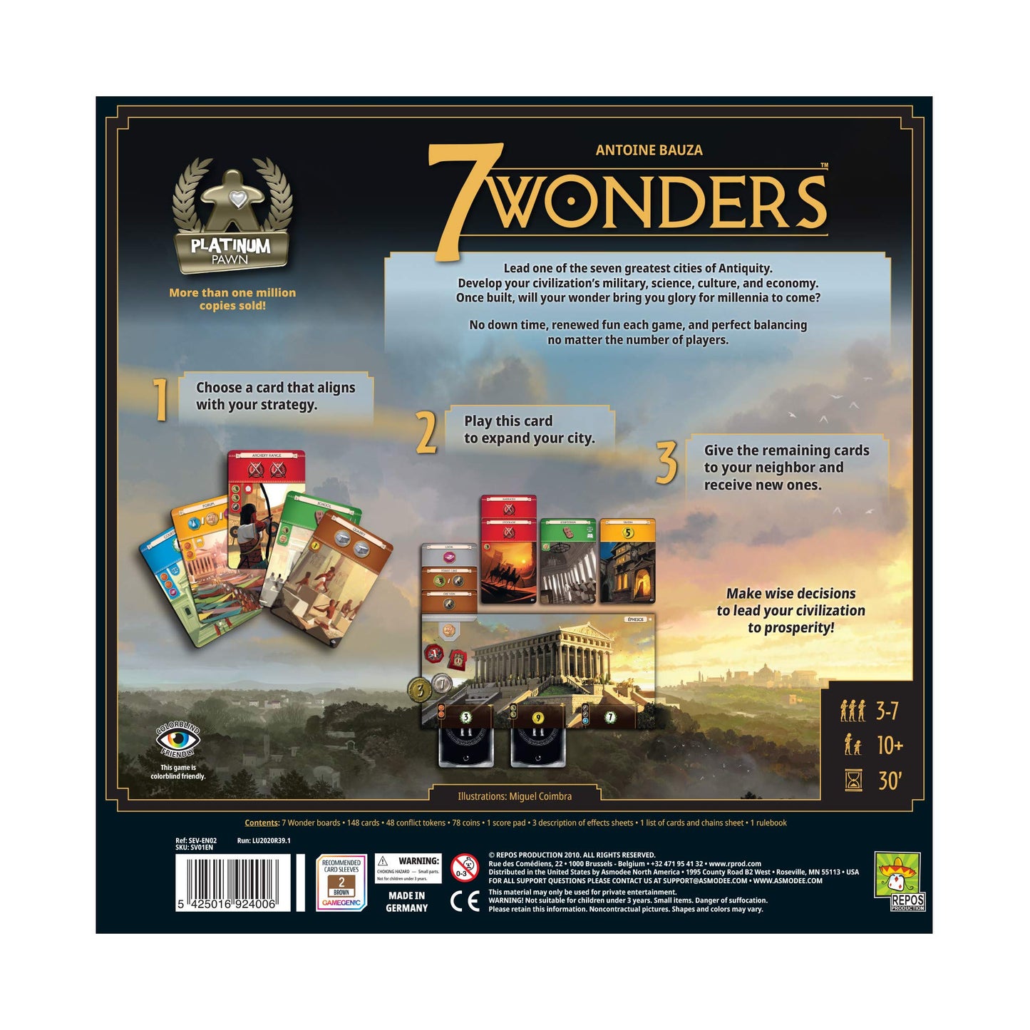 Repos Production Asmodee 7 Wonders Board Game - Lead Your Civilization to Prosperity New Edition