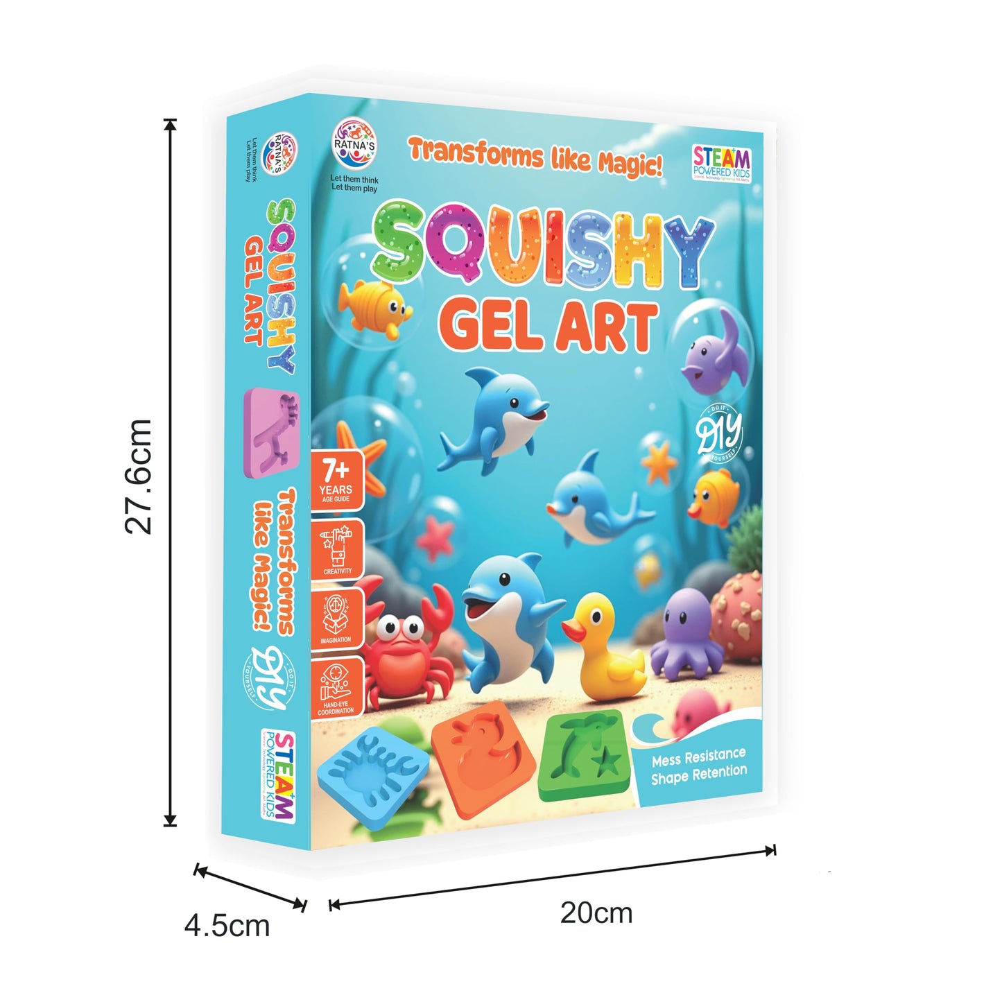 Ratna's Squishy Gel Art DIY Kit 3D Colorful Soft and Squishy Sea Creatures STEAM Learning Activity Set