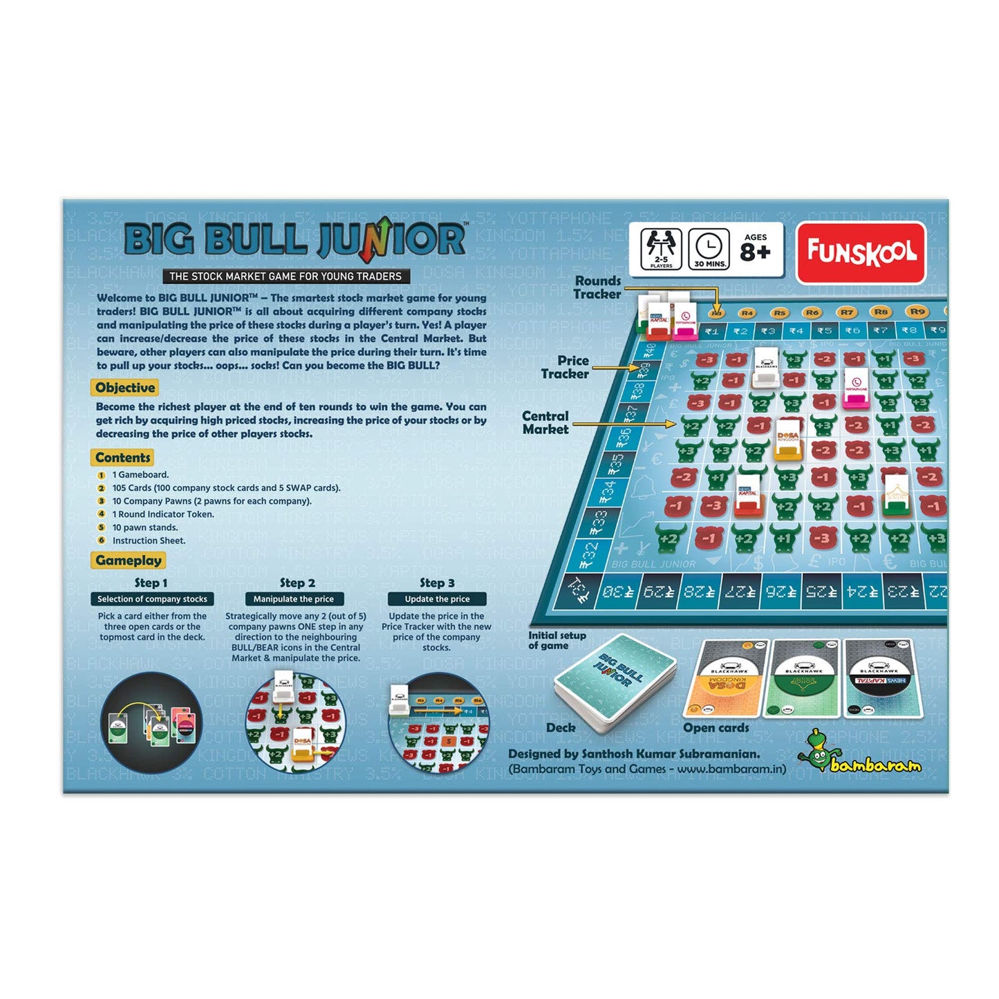Funskool Games Stock Market and Trade Strategy for Young Traders, Kids and Family Big Bull Junior Board Game