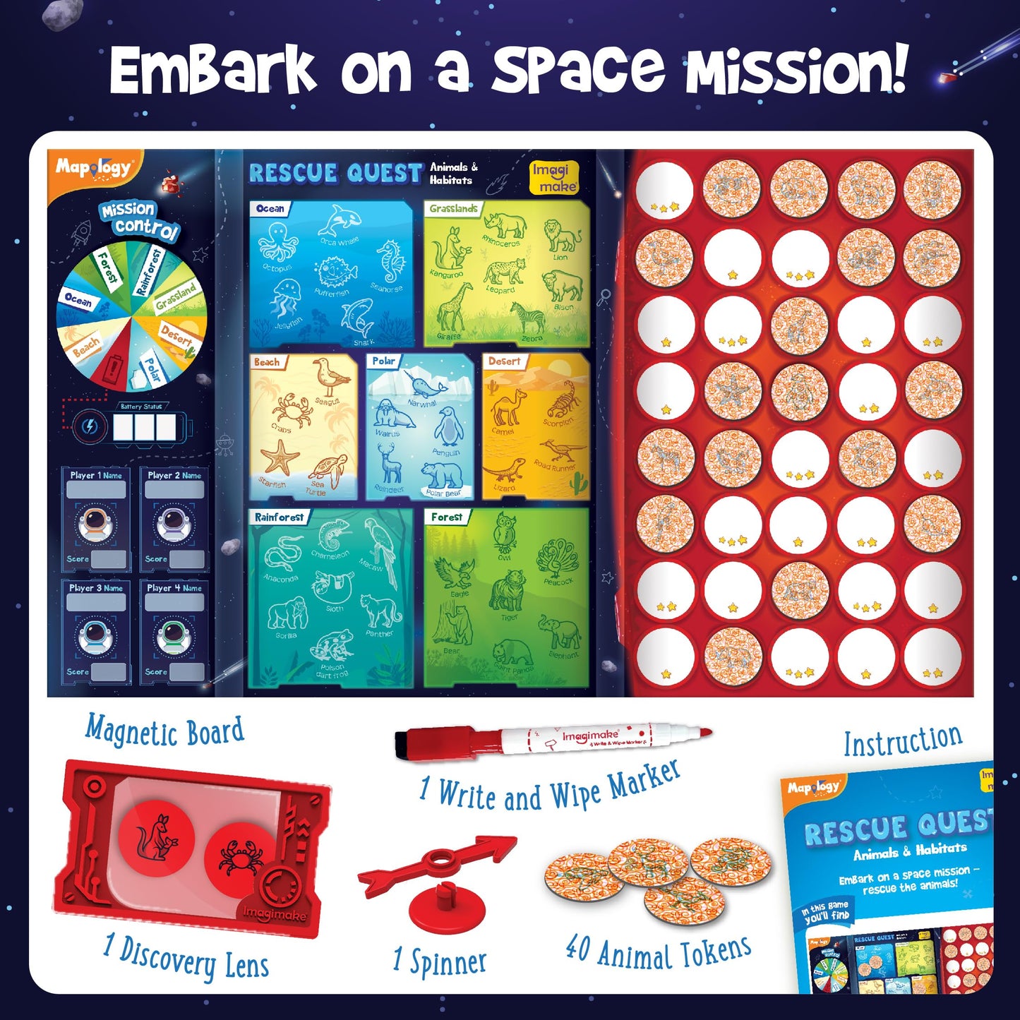 Imagimake Rescue Quest–Animals & Habitats Spin, Discover & Rescue Animals Educational Toys