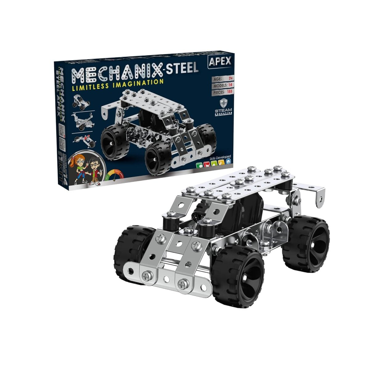 Zephyr Mechanix Steel Apex Engineering System for Creative Kids 155 Pcs Models-14