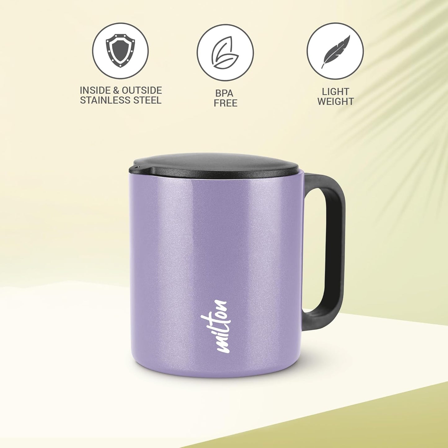 Milton Auriga Double Walled Stainless Steel Mug with Lid 210 ml Purple
