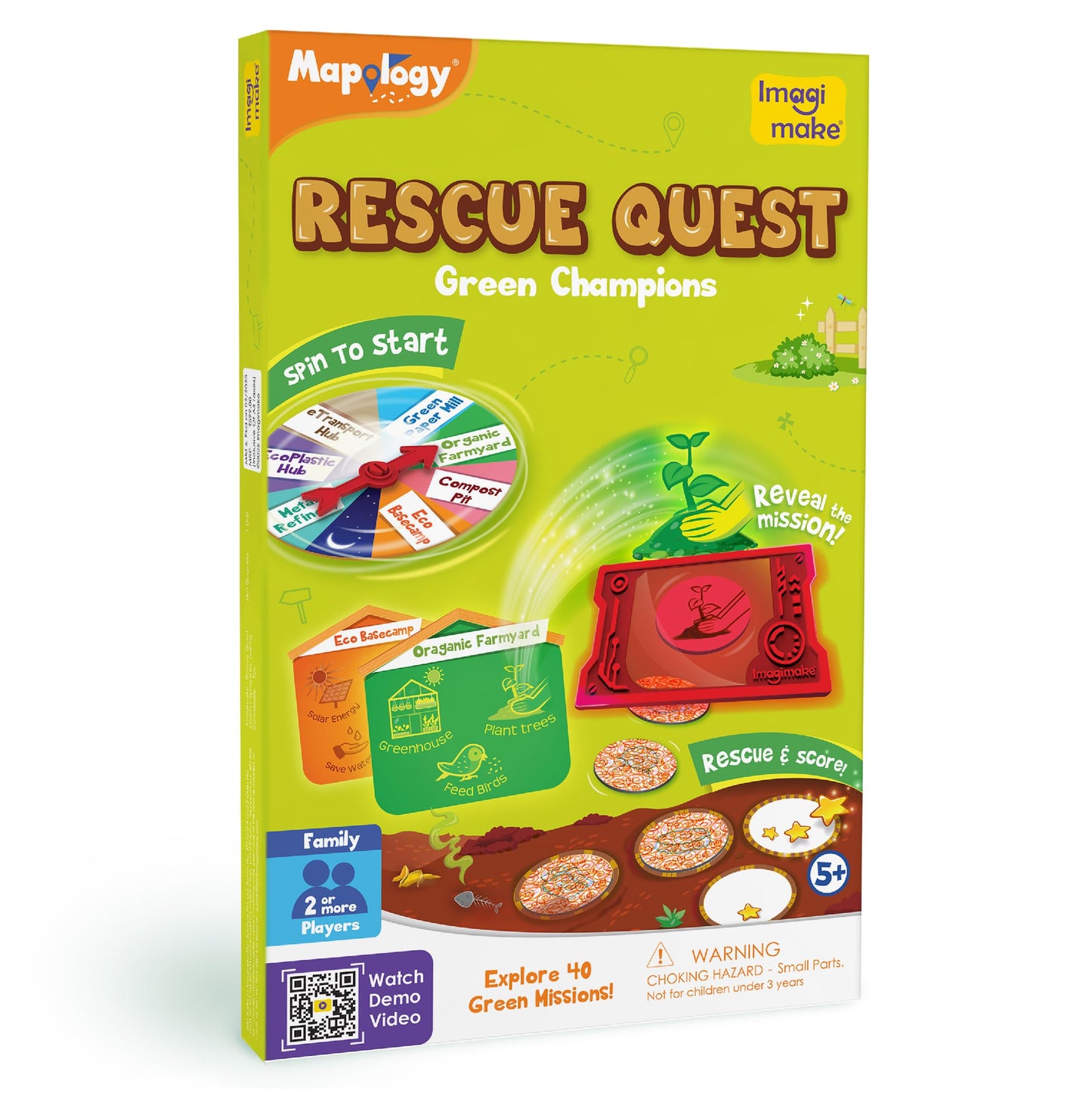 Imagimake Rescue Quest–Green Champions Spin, Discover & Rescue Green Missions Educational Fun Board Games