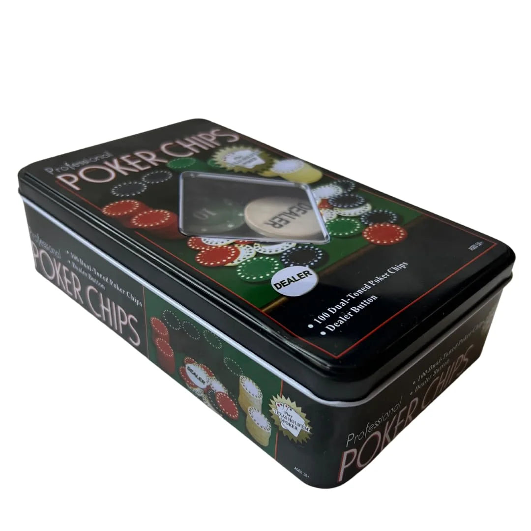 100 Piece Poker Chip Set with Tin Case