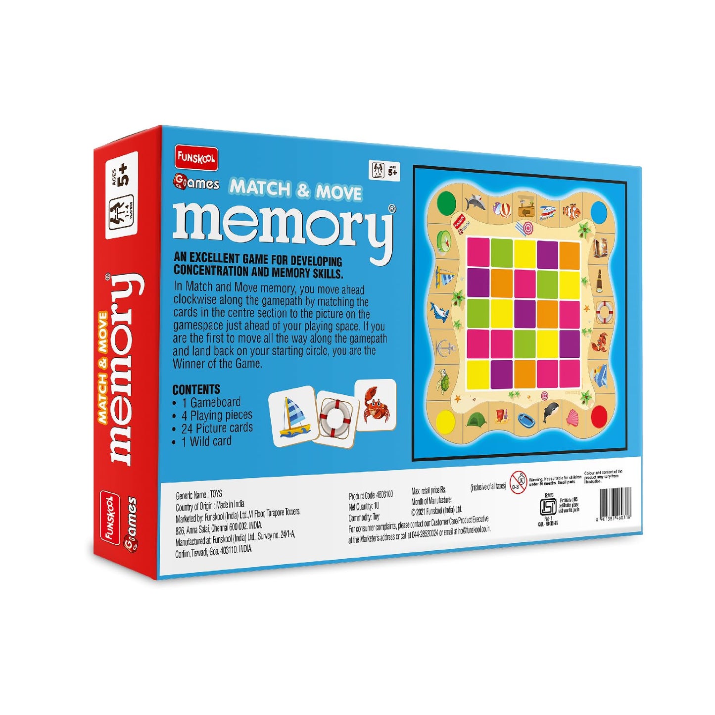 Funskool Match & Move Memory Board Strategy Game