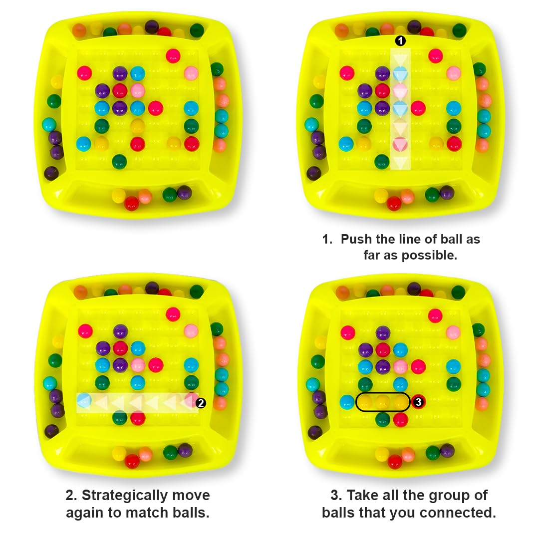 Ratna's Double Trouble Mini Rainbow Ball Game, 48 Colourful Balls, 6 Colours, Ages 5+, Board Game, Travel & Pocket Game for 2-4 Players