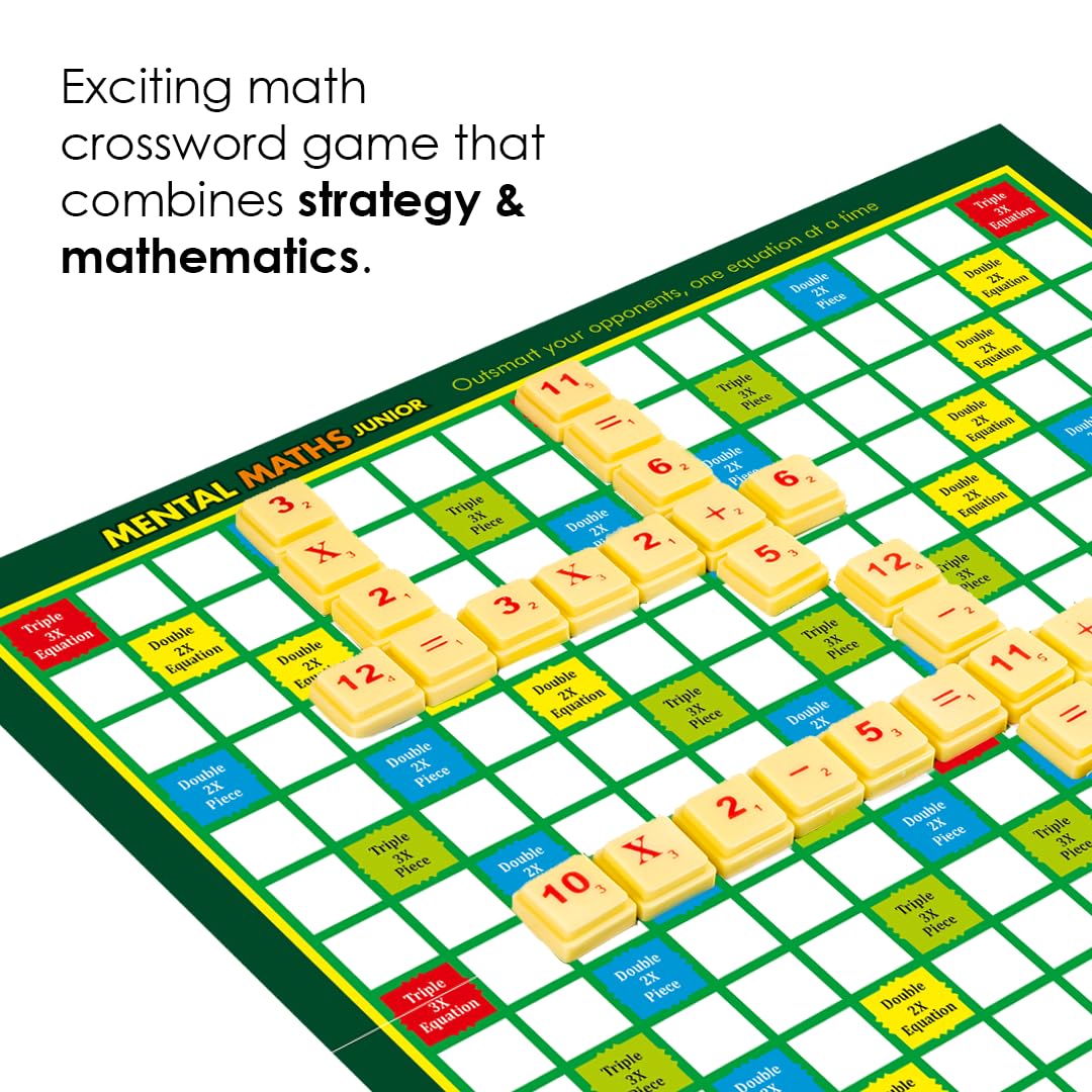 Ratna's Brilliant 2-in-1 Junior Board Game Set, Crossword and Mental Maths, Educational & Learning Word, Letters, Numbers Game for All Ages