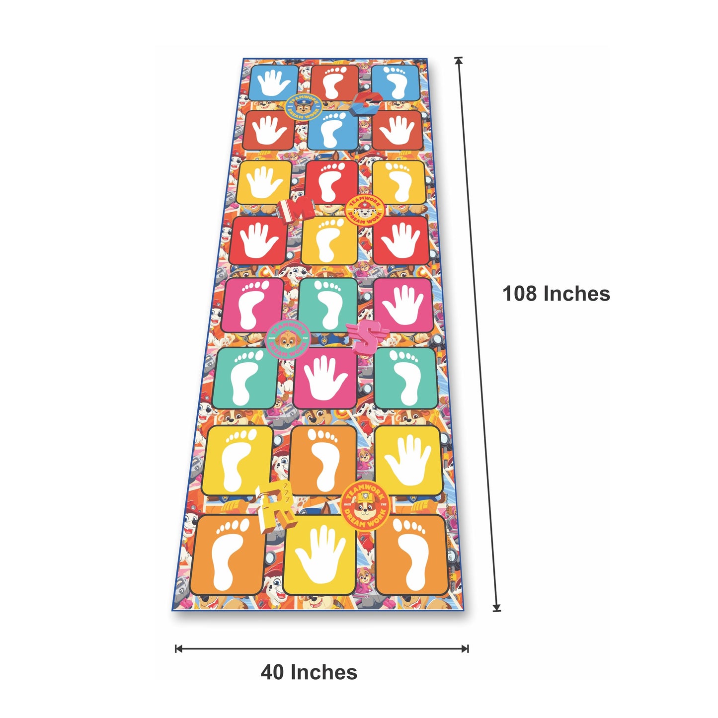 Ratna's Paw Patrol Hopscotch Jumbo Play Mat 40 x 108 Inches Indoor Outdoor Family Party Game