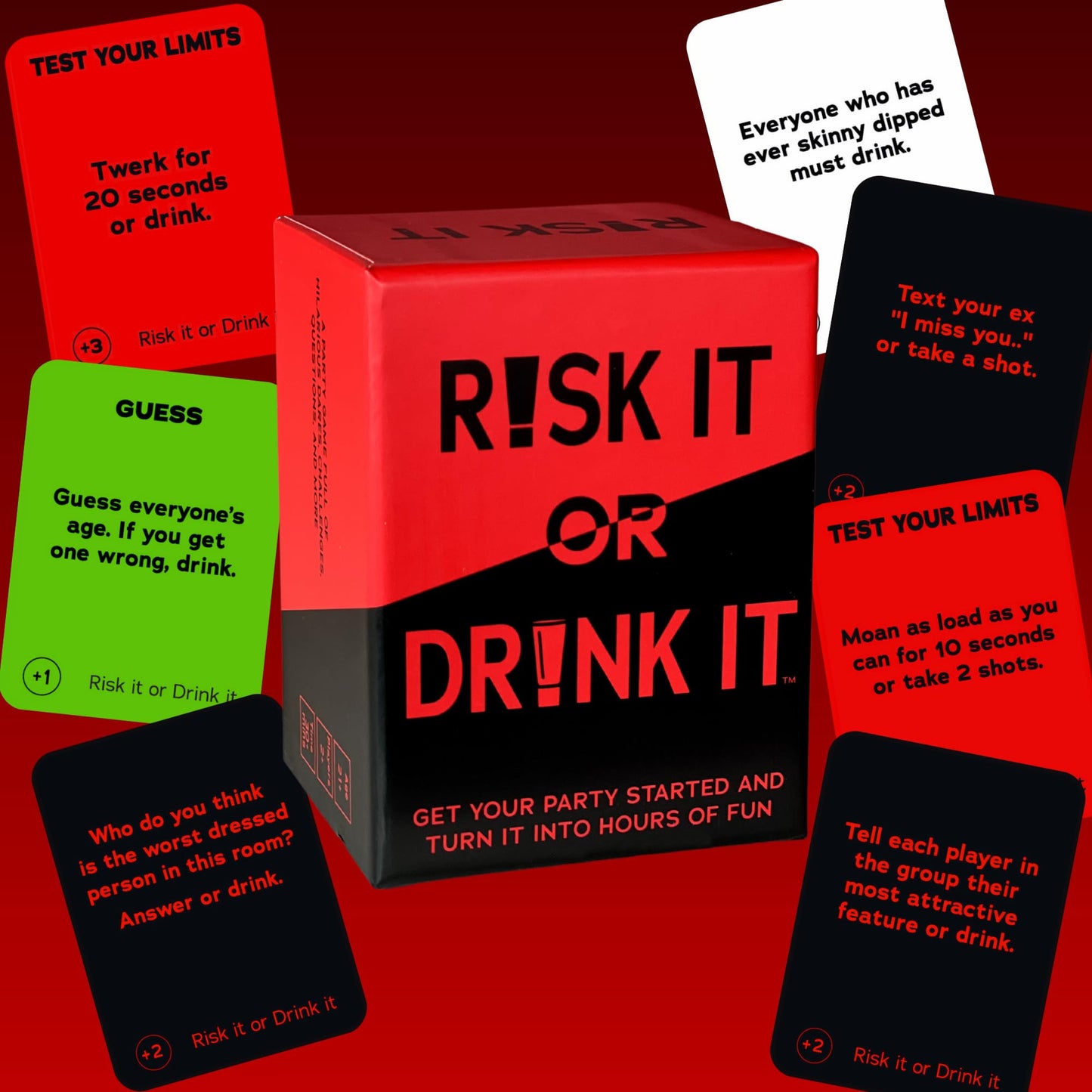 RISK IT OR DRINK IT Fun Drinking Game for Parties: 150 Hilarious Dares & Risky Questions for Adults Games Nights