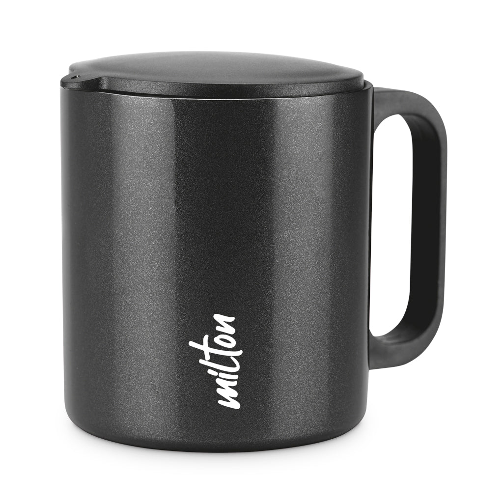 Milton Auriga Double Walled Stainless Steel Mug with Lid 210 ml Black