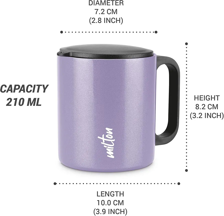 Milton Auriga Double Walled Stainless Steel Mug with Lid 210 ml Purple