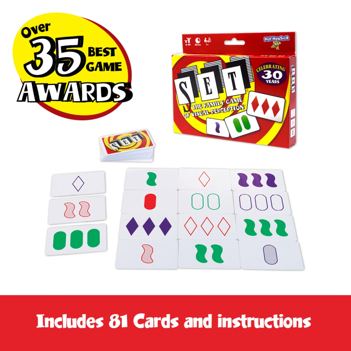 PlayMonster SET - The Family Card Game of Visual Perception Race to Find The Matches