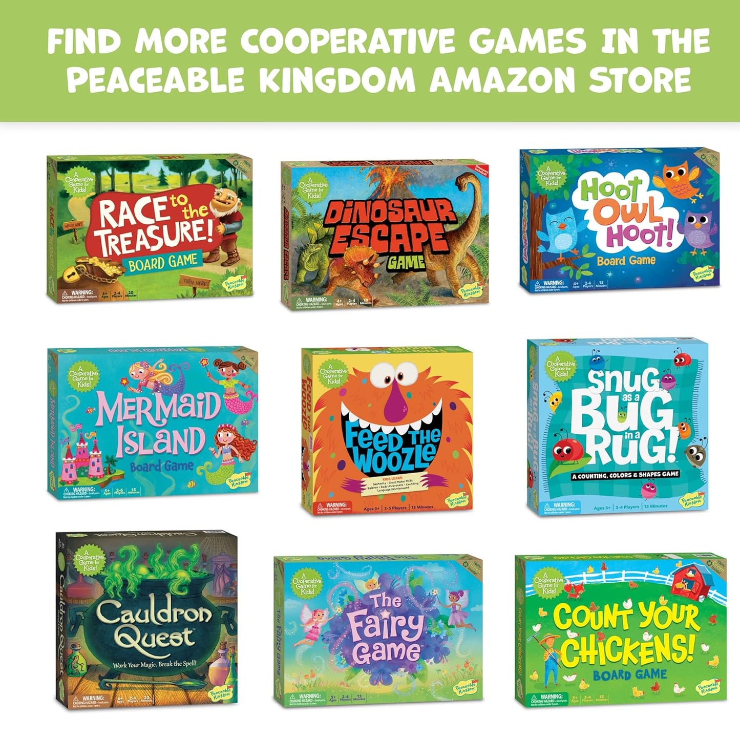 Peaceable Kingdom Race to the Treasure! Cooperative Path Building Game