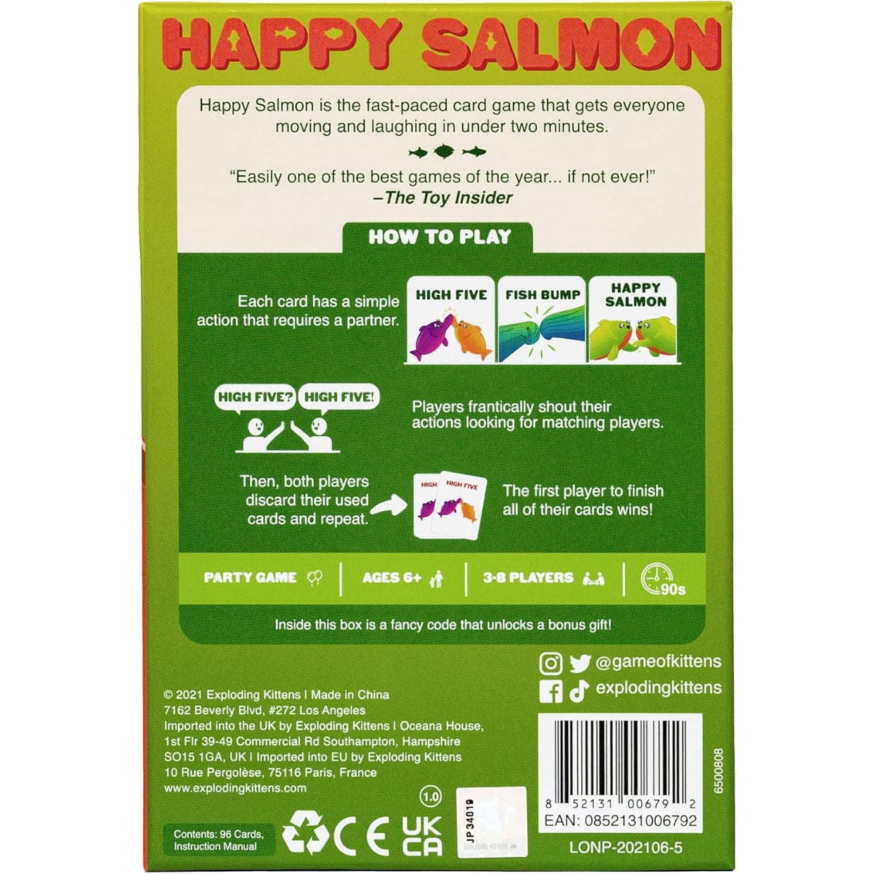 Exploding Kittens Happy Salmon Card Game
